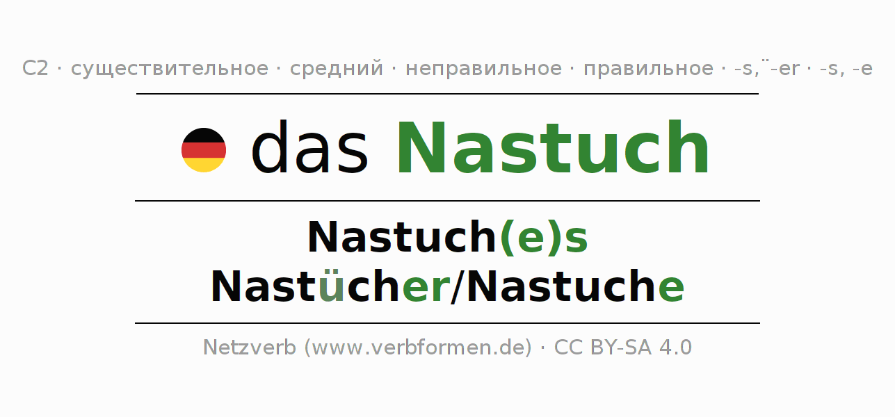Cклонение Nastuch | Все формы, множественное число, правила, речевой ...