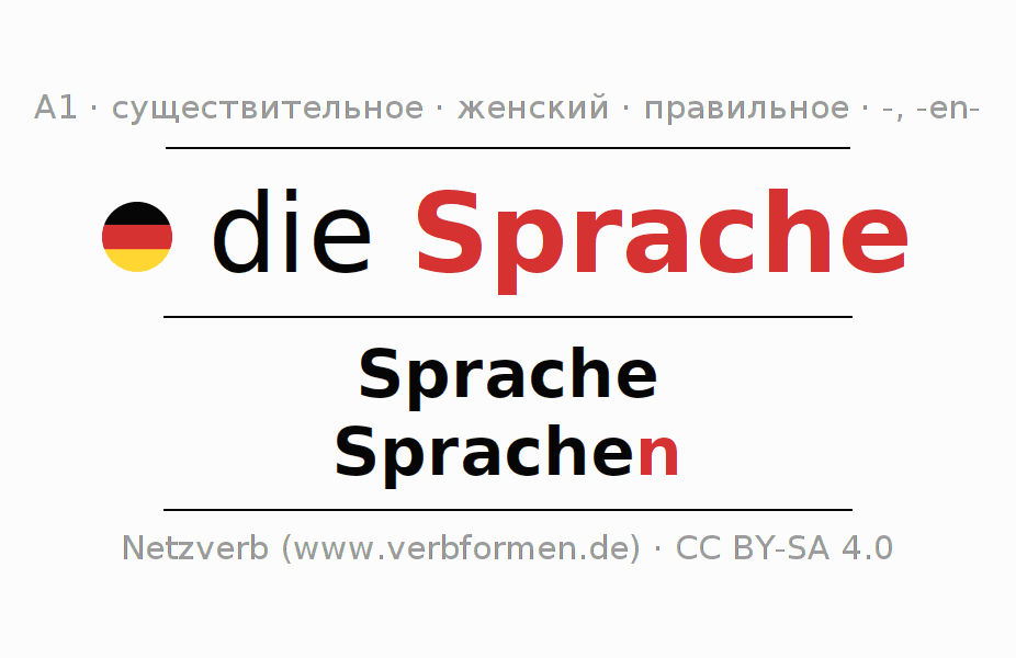 Cклонение Sprache | Все формы, множественное число, правила, речевой вывод | Netzverb Словарь