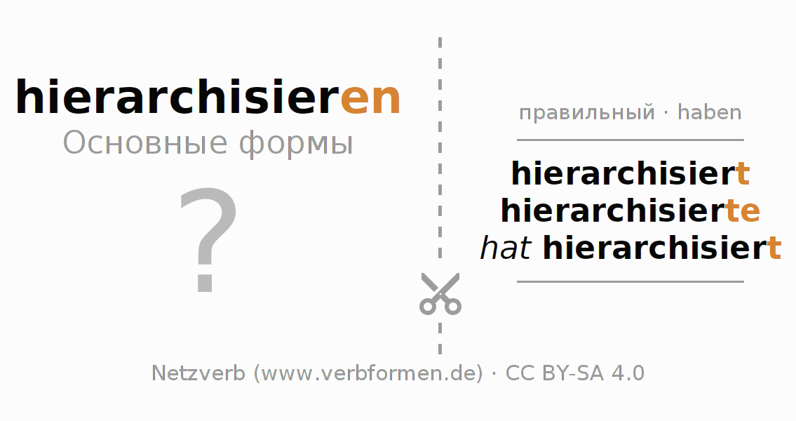 Обучающие карточки по спряжению глагола hierarchisieren