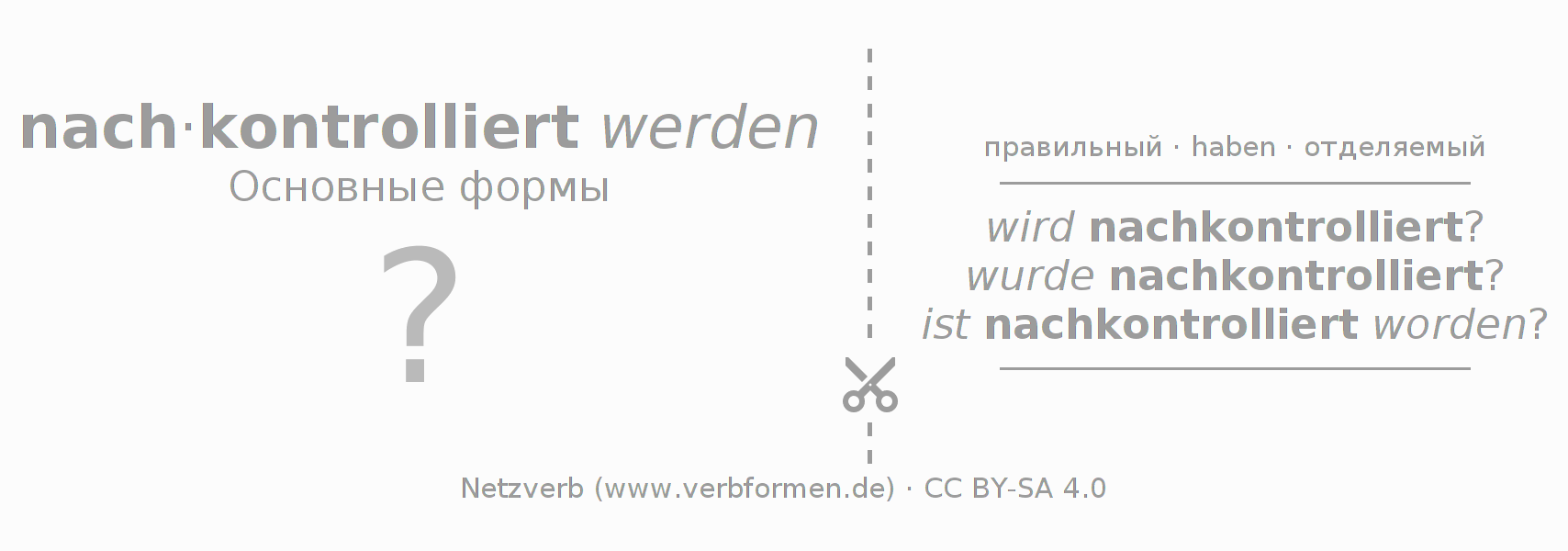 Обучающие карточки по спряжению глагола nachkontrollieren