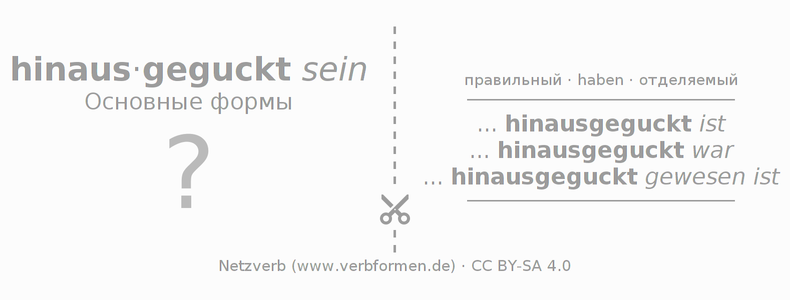 Обучающие карточки по спряжению глагола hinausgucken