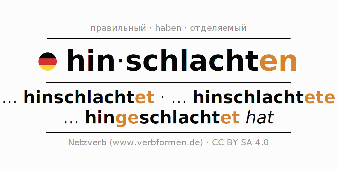 Спряжение глагола hinschlachten