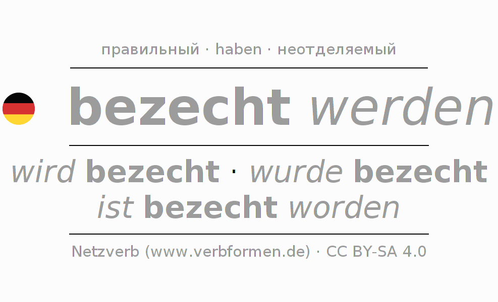 Спряжение глагола bezechen