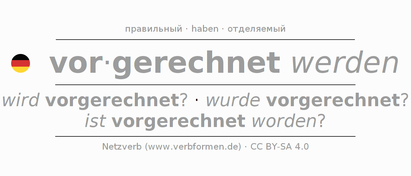 Спряжение глагола vorrechnen