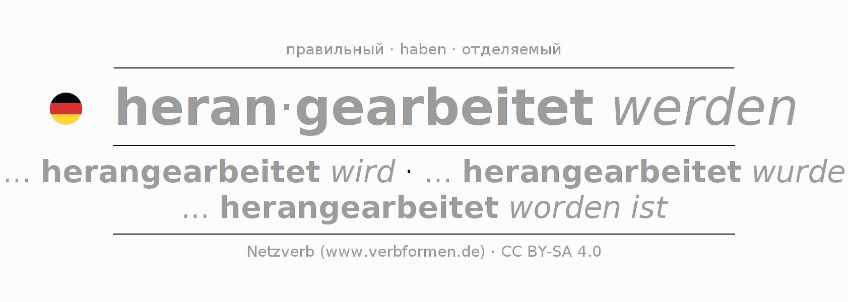 Спряжение глагола heranarbeiten