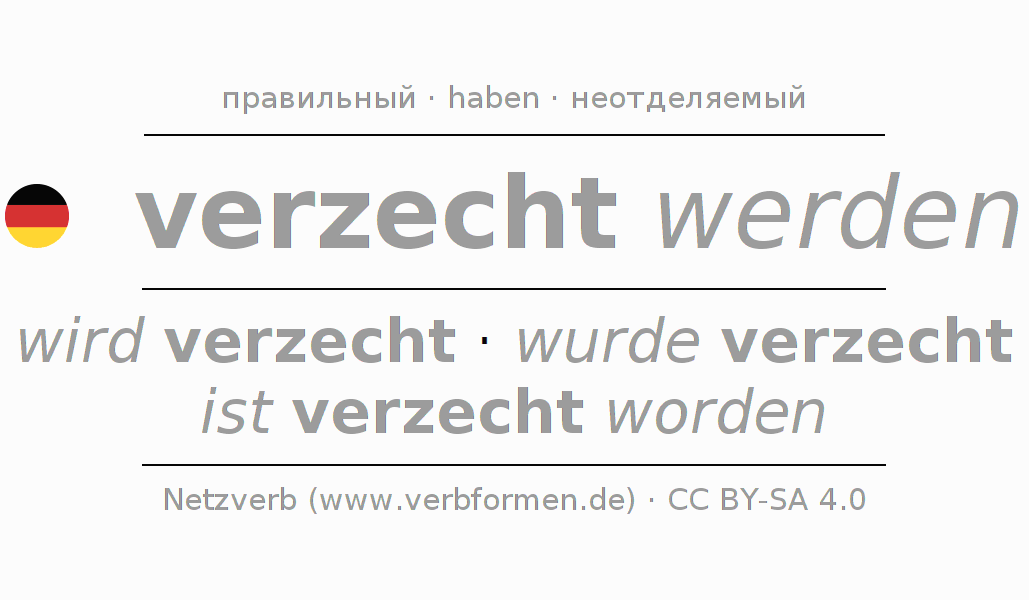 Спряжение глагола verzechen