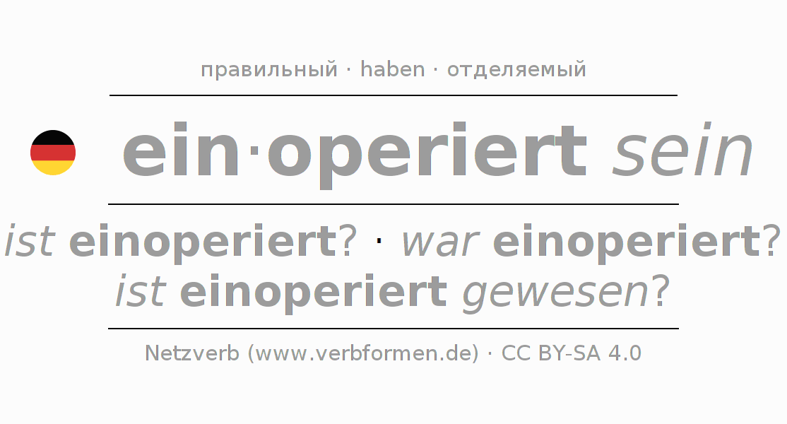 Спряжение глагола einoperieren