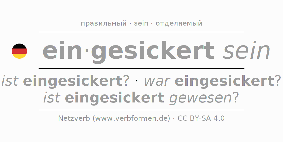 Спряжение глагола einsickern